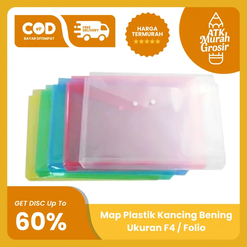 Map Plastik Kancing Dokumen / Map Bening Ukuran Folio 0