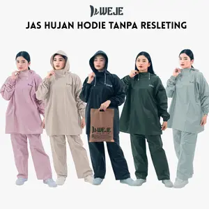 WEJE JAS HUJAN HODIE SETELAN CELANA BAHAN PVC Waterproof