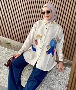 Kemeja Full Print Salur Zigzag Yuki by Ameelakl x Abira - Blouse