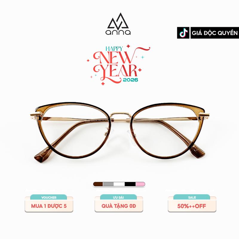  Gọng kính cận thời trang nam nữ ANNA nhựa dẻo Carbon cao cấp dáng mắt mèo unisex cá tính 31260 