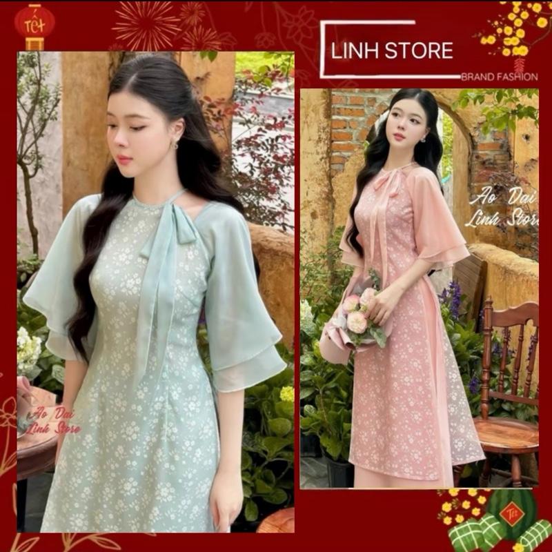[ Áo Dài ] Áo Dài Cách Tân 4 Tà-Mặc Dự Tiệc, Lễ Hội...  Linh Store  May Sẵn Xinh Xắn Tiểu Thư-Thời Trang Nữ Women Dress Sen