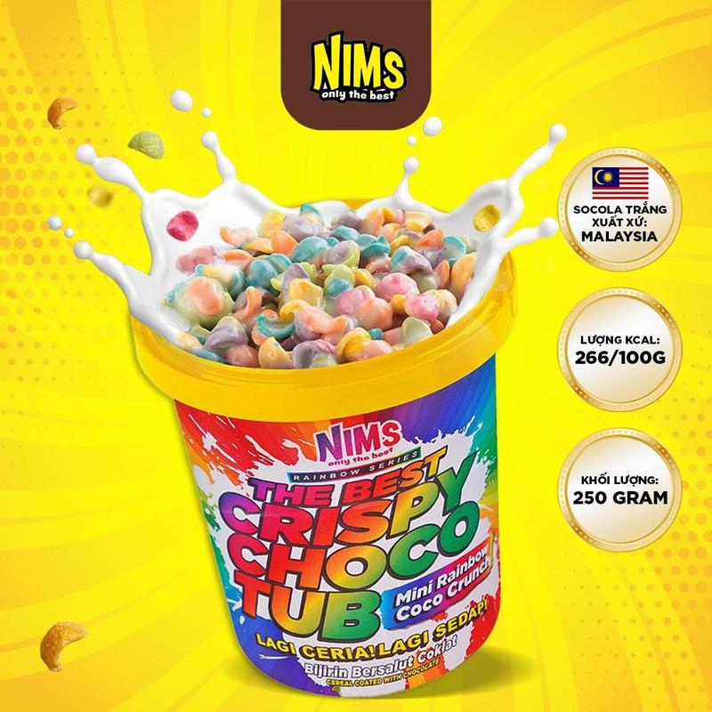 Socola Trắng Nims giòn tan chảy hạt khuyết RAINBOW crunch 250G Malaysia