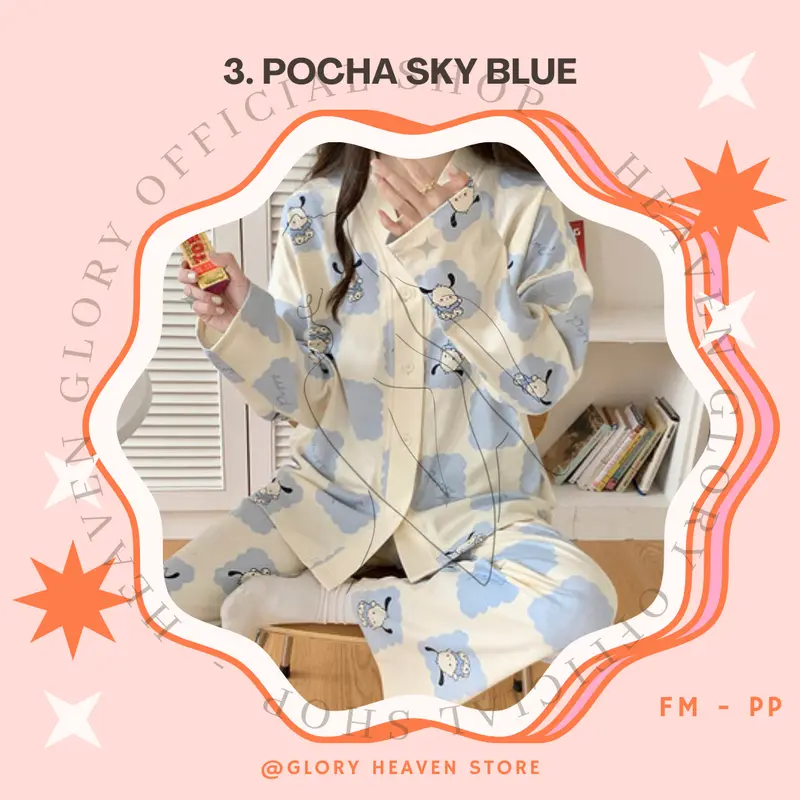 Glory JUMBO Baju Tidur Wanita Lengan Pendek Celana Pendek Panjang | Piyama Pajama Import | Piyama Wanita Set | Piyama Full Kancing Lembut | Piyama Korea | Piyama Dewasa | Piyama Busui 8