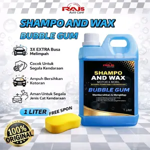 Sabun Cuci Motor & Mobil Bubble Gum Red 1Liter Shampo and wax Extra Busa Melimpah Aman Untuk Segala Jenis Cat Kendaraan by Rajs auto Care