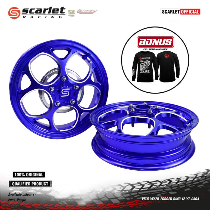Gambar SCARLET RACING Velg Pelk Pelek Rim Aloy Motorcycle Vespa FORGED 9304 R 12 x 300 Baut Disc - Black dari scarletracingindonesia Kota Administrasi Jakarta Utara Tokopedia