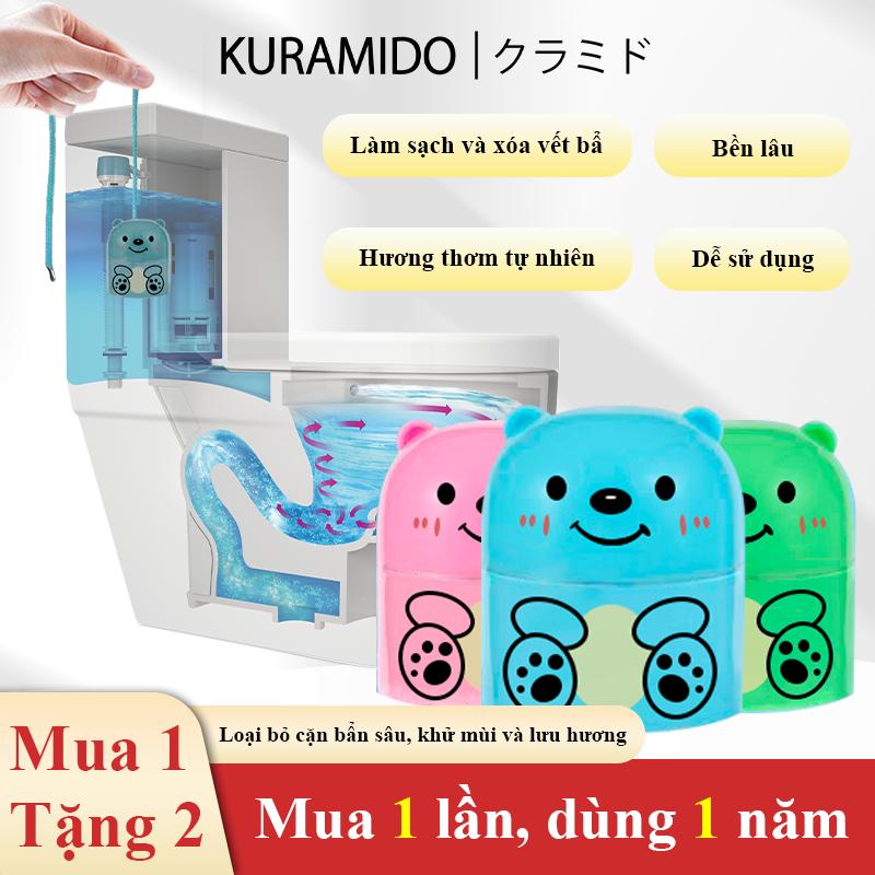 [MUA 1 TẶNG 2] Viên Tẩy Bồn Cầu KURAMIDO - Làm Sạch Sâu 360° + Khử Mùi Tận Gốc, Diệt Khuẩn Mạnh & Thông Tắc Nhẹ - Dây Kéo Chống Tràn, Thành Phần Tự Nhiên - Cho Nhà & Khách Sạn