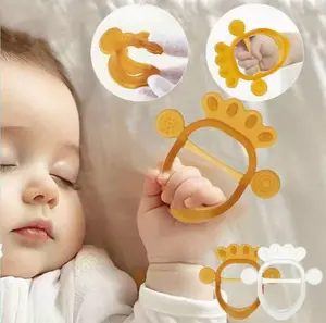 BAMBINO  Gelang Teether Bayi Lembut BPA Free Nano Silicone Mainan Gigitan Bayi Empeng Bayi Transparan Coklat Anti Bakteri untuk Usia 6-12 Bulan,gigitan bayi silikon