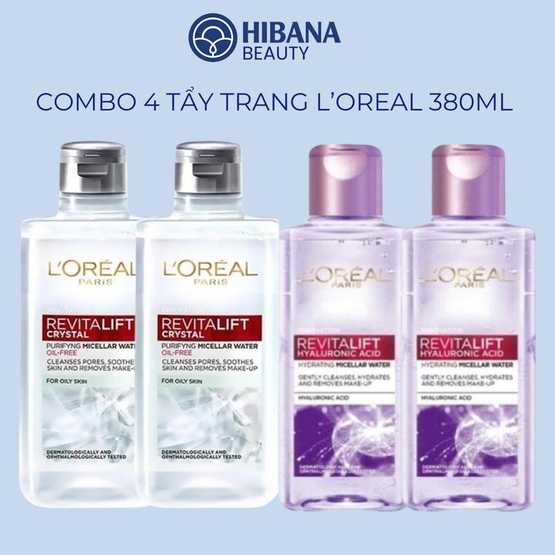 [4 CHAI] Nước tẩy trang cấp ẩm sạch sâu L'OREAL PARIS Revitalift Hyaluronic Acid 95ml x 4 chai