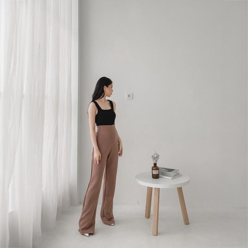 Gayanti - Evelyn Flare Pants Scuba - Highwaist Cutbray Pinggang Karet Premium Celana Fit 6