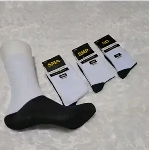 6 PASANG KAOS KAKI SEKOLAH SD SMP SMA PUTIH HITAM TERMURAH Fashion