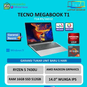 TECNO MEGABOOK T1 14 RYZEN 5 7430U RAM 16GB SSD 512GB 14.0 FHD 100SRGB 75WH