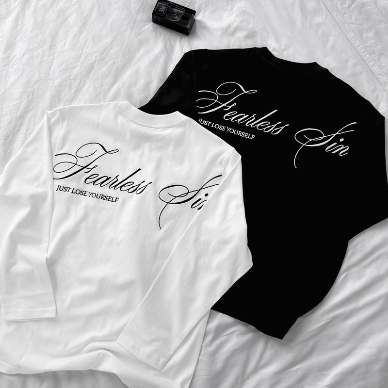   New Arrivals  Áo Thun Tay Dài Fearless Sin Chữ Thêu Local Brand LUNACY Form Unisex Chất Cotton 