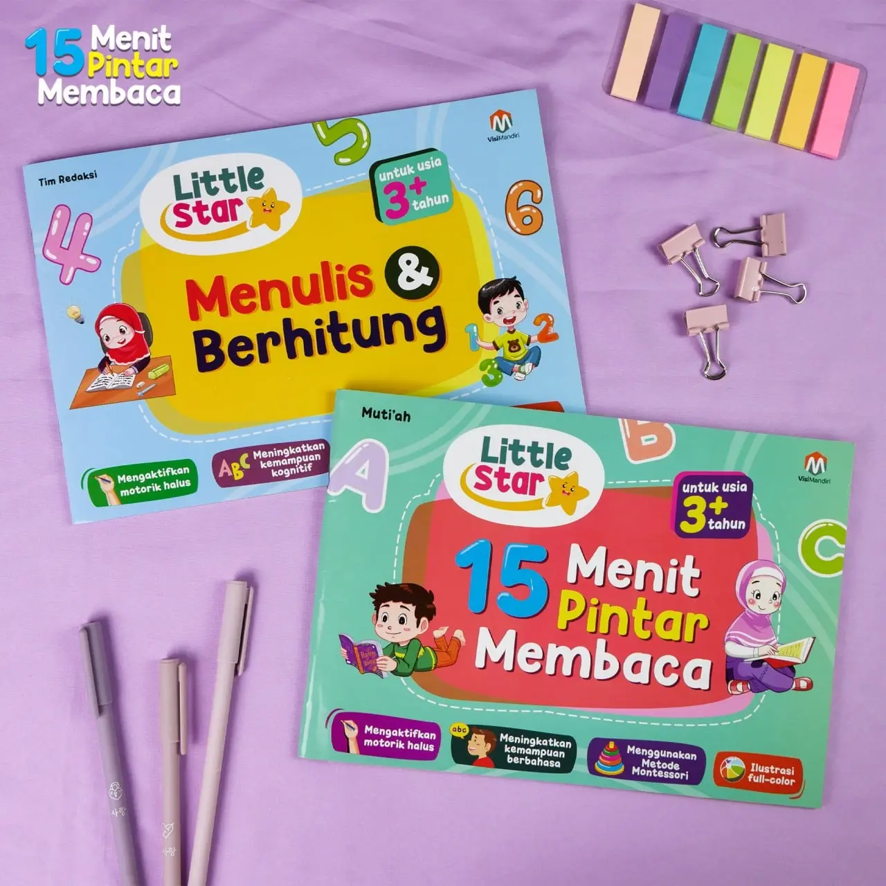 (ISI 2 BUKU) buku edukasi belajar baca anak sejak dini 3+ - Little Star 15 menit Pintar Membaca metode montessori books  aktivitas pertamku untuk tk paud 4 6 tahun  - ziyad books