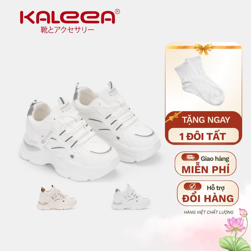KALEEA T111 - +1 size Giày Thể Thao Độn Đế Nữ Tăng Chiều Cao Chất Da Mềm Đi Êm Đế Cao 8p
