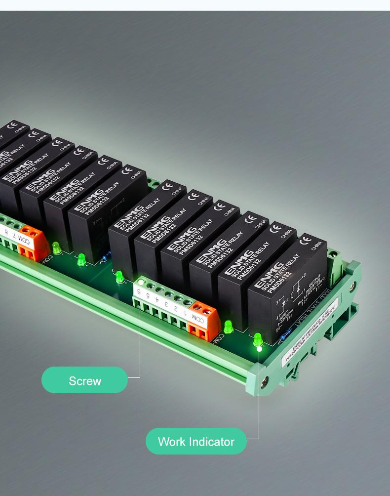 Product Introduction of ENMG 5A AC75-220V DIN35MM Optically Isolated Solid State Relay Module3~32Vdc Wide Voltage Non-Contact Module DC Control DC AC220 3