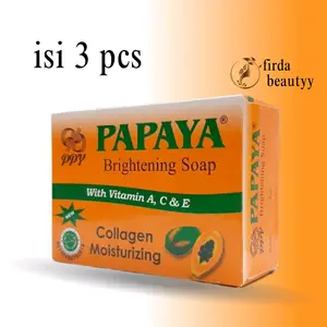 3 pcs sabun pepaya brightening soap | mencerahkan kulit dan merawat kulit berjerawat