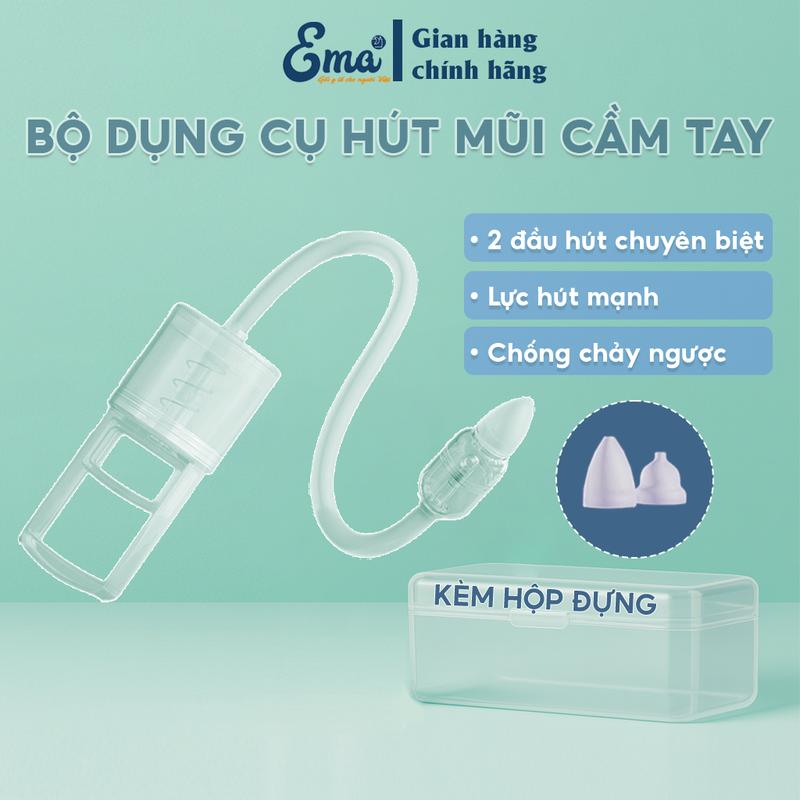 Dụng cụ hút mũi cho bé Ema – Dễ dàng sử dụng không gây tiếng ồn chất liệu an toàn cho bé silicone dụng cụ hút mũi cho bé từ 0-6 tuổi 2 đầu hút chuyên biệt lực hút mạnh chống chảy ngược