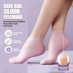 Pelindung tumit penutup kaus kaki silikon lembut untuk mencegah tumit kering dan pecah-pecah masker kaki penutup pelembab pelindung