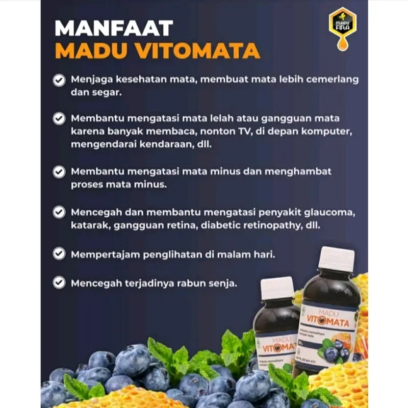 PAKET HEMAT 3 BOTOL MADU VITOMATA @280gr - Membantu Memelihara Kesehatan Mata 1