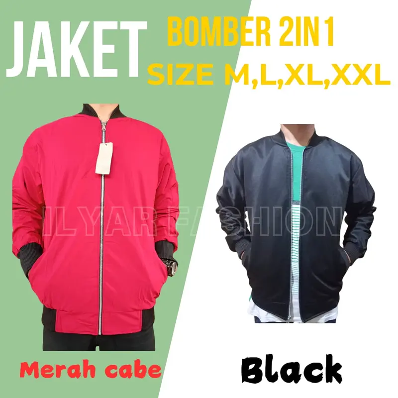 Jaket BOMBER _POLYESTER/Jaket Parasut Polos Pria Wanita/Bisa Di Pakai Bulak Balik/Size M L XL XXL 5