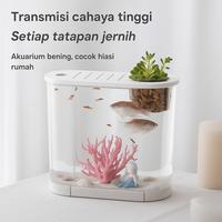 Gambar 【Gajian Sale】Akuarium Ikan Tangki Ikan Mini dengan bahan kaca super bening melengkung pet  house  cats pet  drying  box aquarium cupang sekat kolam koi natural besar - hitam dari PaPaPet.id Kab. Tangerang 1 Tokopedia