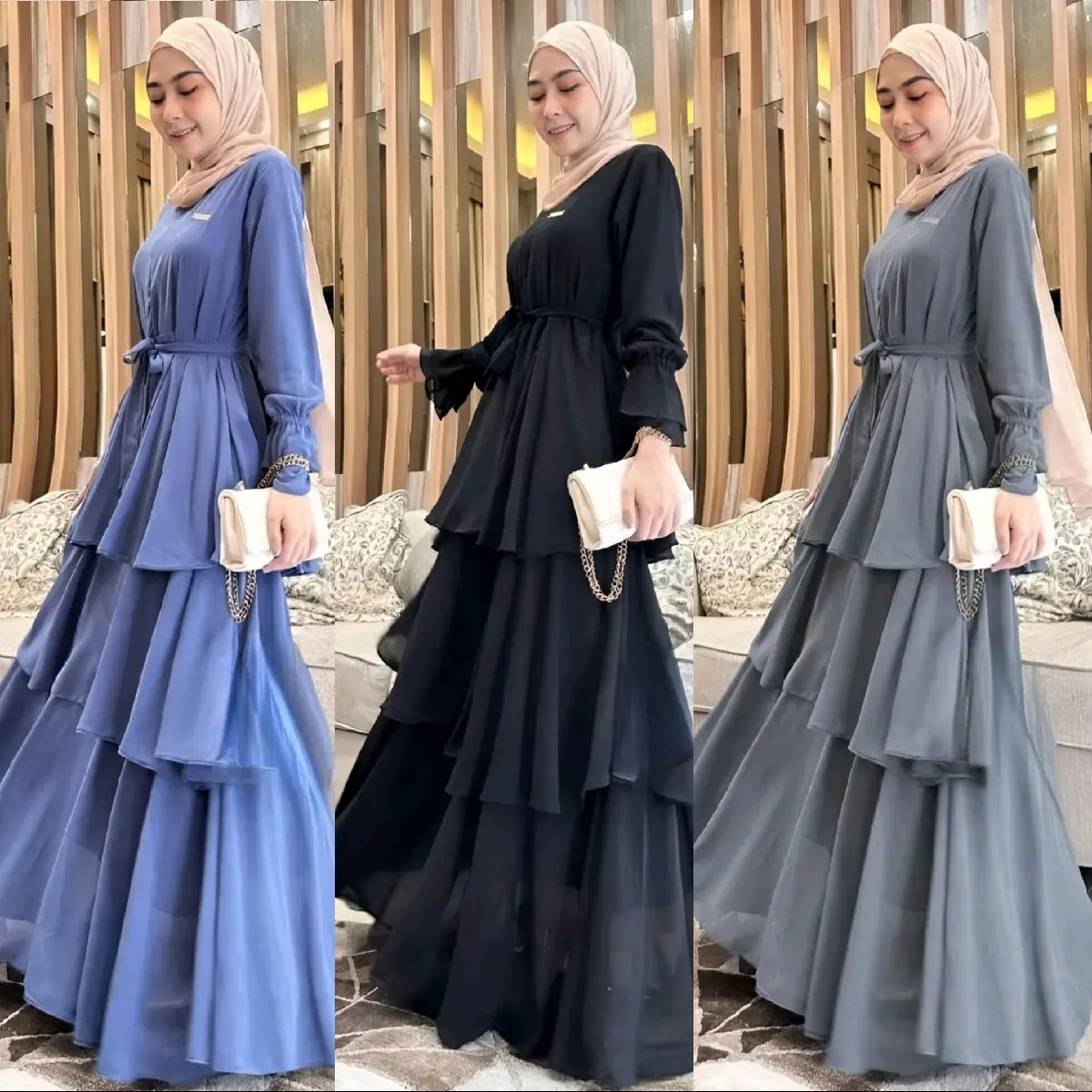 Dress Cerutty Babydoll Wanita Remaja Muslim Mewah Arbia Gamis Kondangan Polos Syari Nyaman