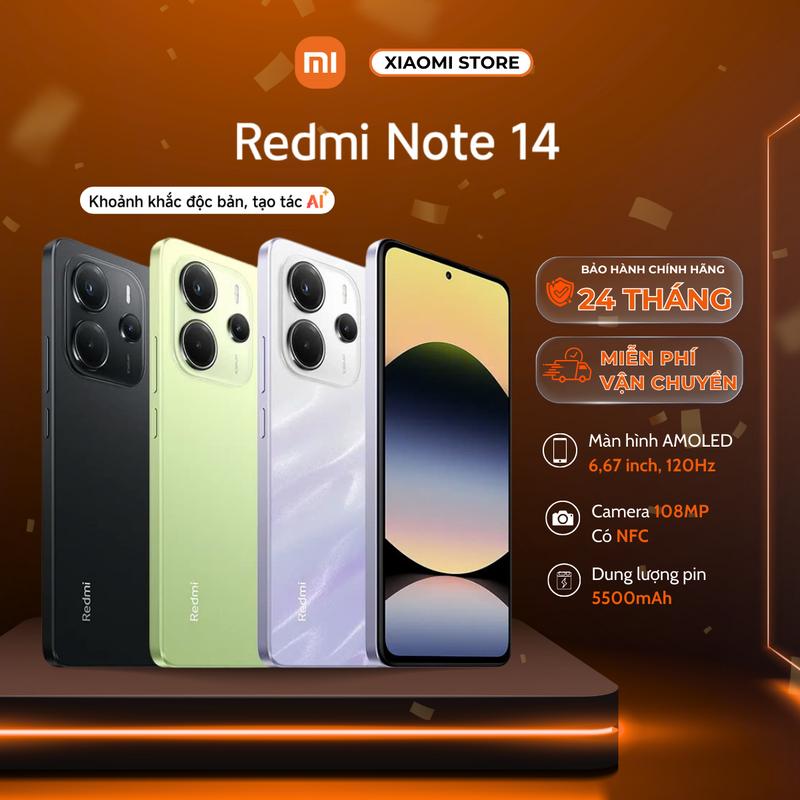 Điện Thoại Redmi Note 14 6GB 128Gb - 8GB 128GB - Chính Hãng Bảo hành 24 Tháng