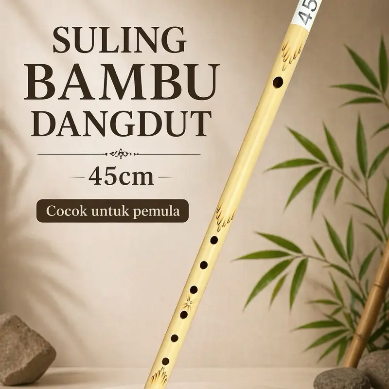Suling Bambu Dangdut 45cm Cocok untuk Pemula Alat Musik Tradisional Indonesia
