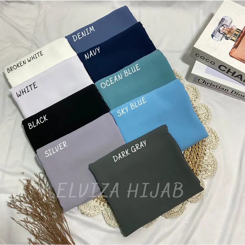 Elviza - Jilbab Pashmina Ceruty Tali Babydoll/Pashmina Tali syal instan Kerudung Muslim 6
