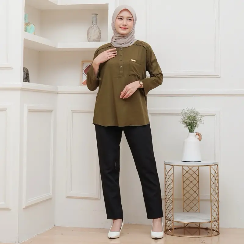 KAMILA Blouse Rayon Twill Lengan 7/8 Atasan Wanita Nyaman 2