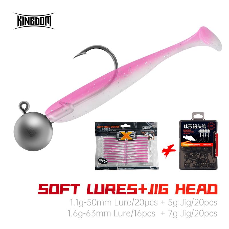 Mồi Mềm Đầu Ghim, Vương Quốc, Kết Hợp 20 Chiếc, Mồi Câu Cá, 50Mm Và 63Mm, Móc Câu, 5G Và 7G, Mồi Sâu, Mồi Nhân Tạo, Mồi Nhử Jig, Mồi Quay Bập Bênh, Dụng Cụ Câu Cá Đuôi Chữ T, Mồi Nhử