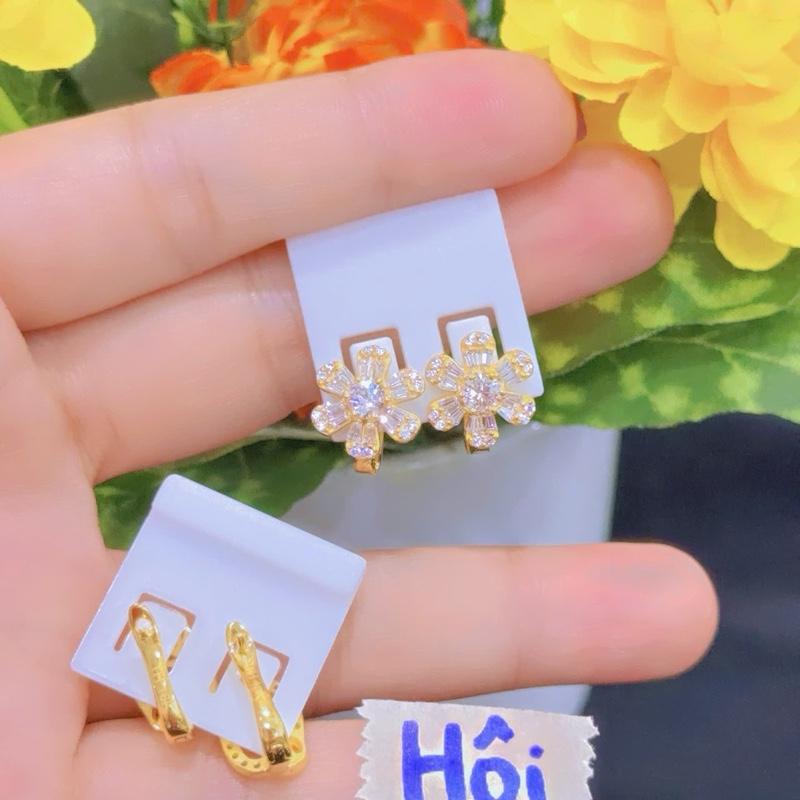  Bông tai hội M46 hoa  Nữ Thích Hợp Đi Chơi Đi Tiệc Phụ nữ Lớp phủ kim loại Women Voi charm lắc Hoa Tai Nhẫn set jade jewelry 3 cỏ 4 lá bôngtai 