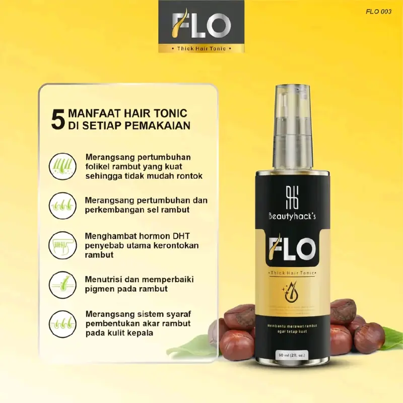 VIRAL FLASH SALE 5 Flo Hair Tonic Vitamin Penumbuh Pemanjang Penghitam Perawatan Rambut Kering Rontok 3
