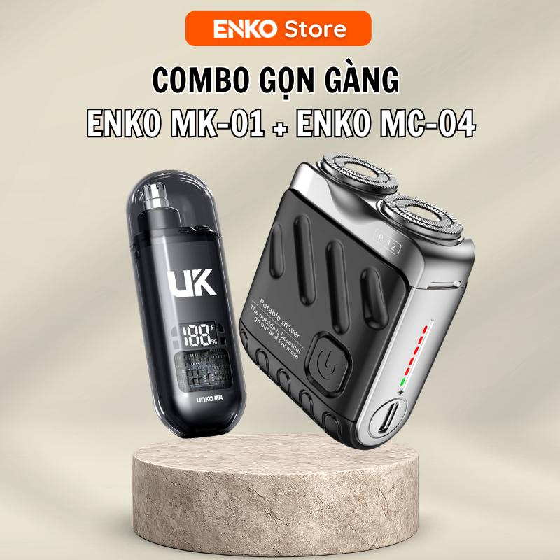 Combo Gọn Gàng Máy Cạo Râu MC-04 + Máy Tỉa Lông Mũi MK-01 HIển Thị Pin Có Kháng Nước Pin dùng 2 Tháng Lưỡi Kép Tự Mài Không Tổn Thương Da Hàng Chính Hãng - Bảo Hành 3 Tháng