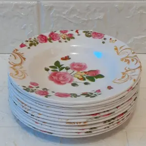 1lusin piring melamin motif bunga buat tatakan gelas/tatakan gelas /tatakan gelas kopi/ukuran14cm