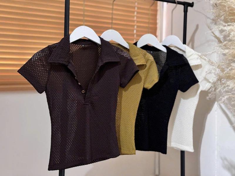 Áo Thun Lưới Cổ Sơ Mi - (A10), Chất Liệu Thun Lưới Co Dãn Mang Thoải Mái Size SM Màu Đa Dạng