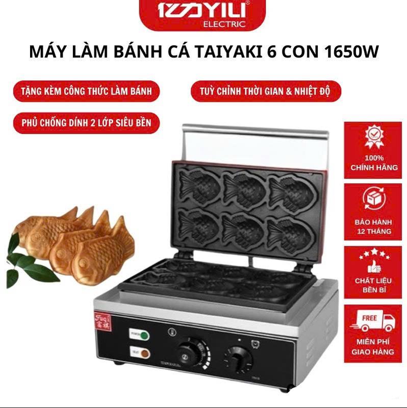  Máy Làm Bánh Cá Công Nghiệp 6 khay Máy bánh cá công nghiệp C6. Nướng bánh cá Taiyaki 2 mặt 6 Con hàng chính hãng 