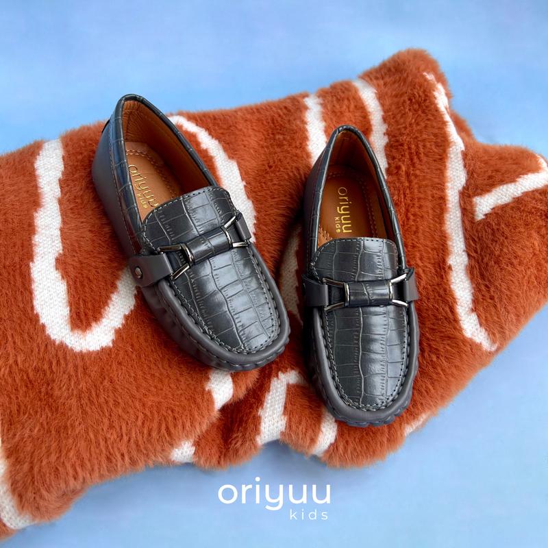 Mini Gentleman - Croc Hazel - Oriyuu Kids - Sepatu Pantofel Anak Laki Formal Pesta Slip On Kulit 3