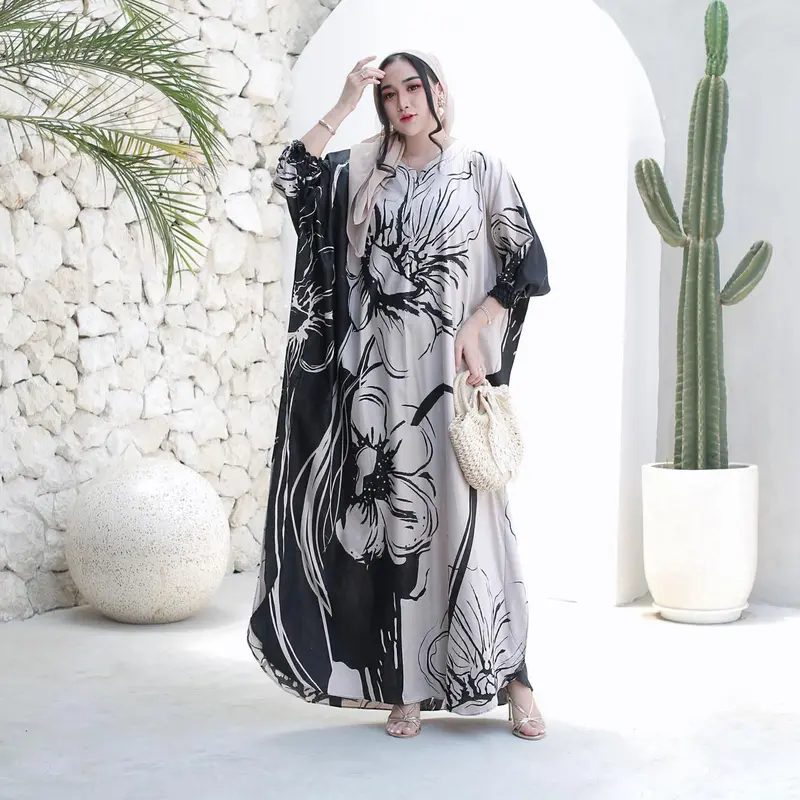 Kaftan Super Jumbo Rayon Busui Nyaman Panjang Tebal Dress Wanita - Butik Sandang 8