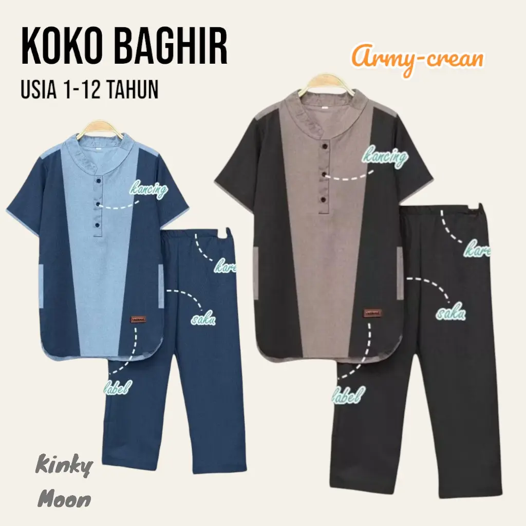 Koko Anak Laki Laki Setelan Baju Muslim Jubah Busana Gamis Terbaru Kurta Peci Cowok