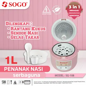 SOGO - Magicom Pinky 1 Liter Penanak Nasi Serbaguna 3in1 Memasak Mengukus Menghangatkan SG-108PINK