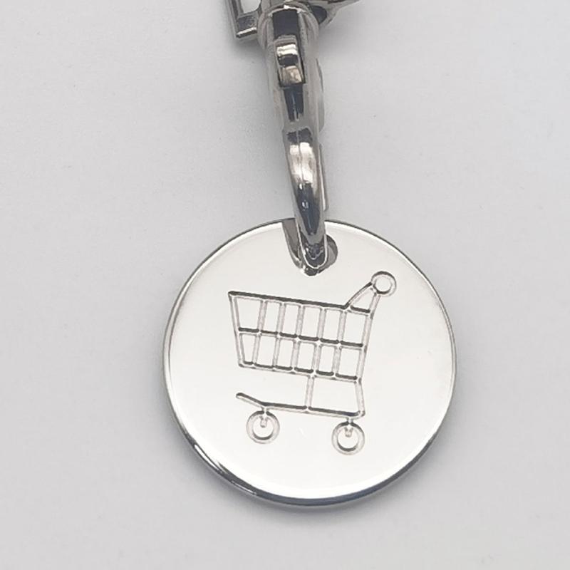 2024 New 6 PCS Shopping Trolley Remover Key Ring Token Chip With Carabiner Hook Practical Metal Keychain Portable Durable Chain Universal Supermarket 4