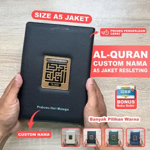 Mushaf Utsmani Tajwid A5 Resleting Bisa Custom Nama Bonus Buku Dzikir Pagi Petang