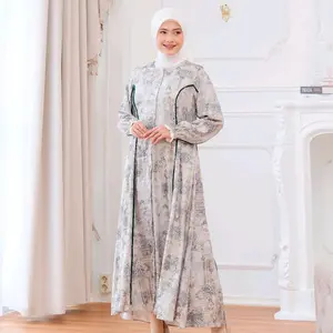 Gamis midi Darby/dnl RUXURY. midi lis motif bunga   bahan rayon England original