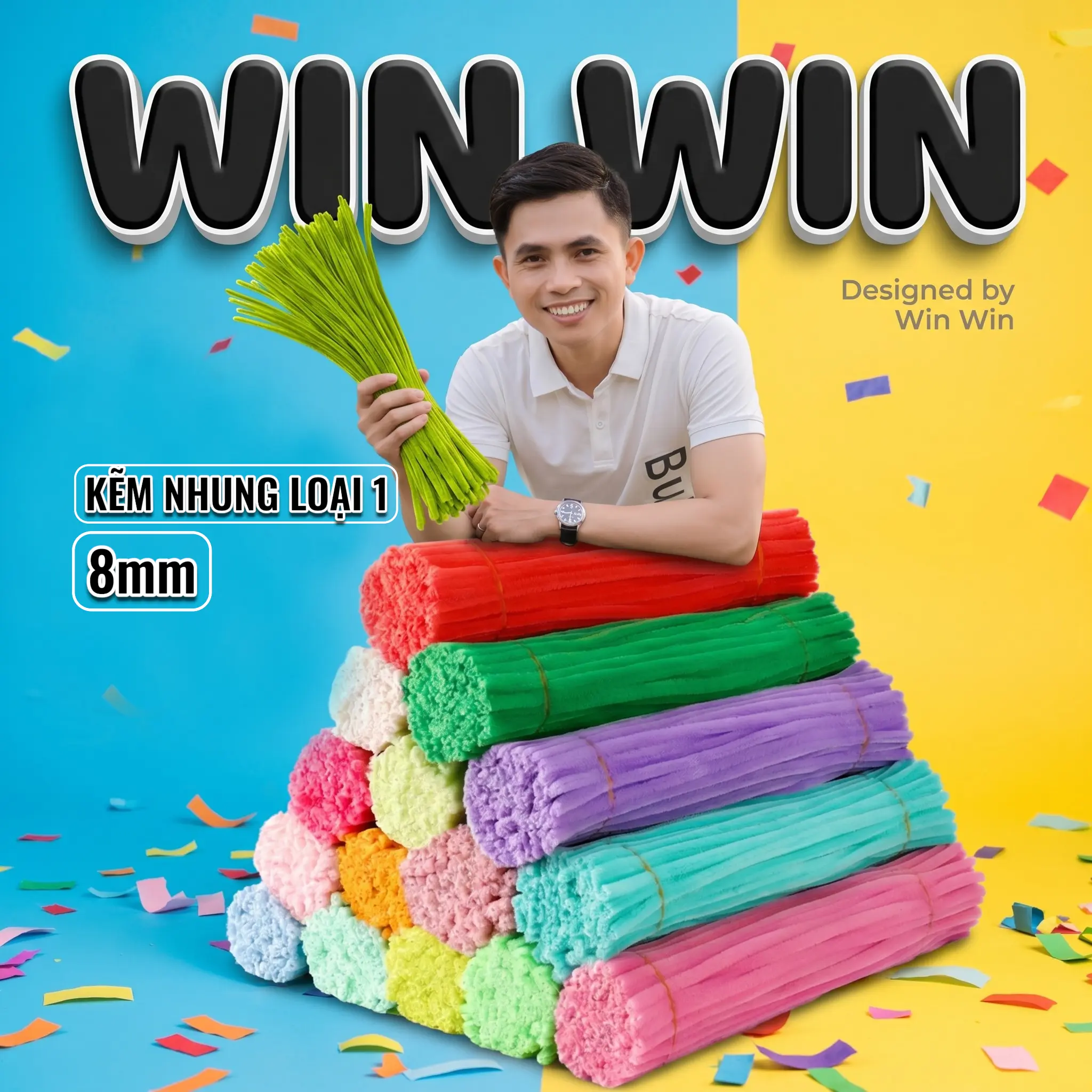 Kẽm nhung Loại 1 dày mịn 7-8mm bó 20-50-100 sợi Mix nhiều màu Pastel Làm hoa Handmade DIY
