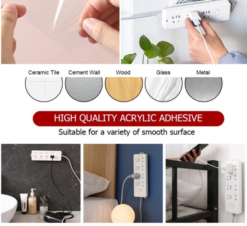 Product Introduction of Self Adhesive Power Strip Holder Fixator Socket Mount Extension Socket Fixer Cable Management Wire Organizer Wall Mount Cable Plug Socket 5