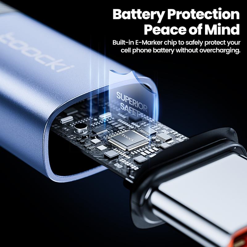 Toocki 100W/60W Type C To Type C Cable Fast Charging USB To Type-C Charger Cord 90 Degree Elbow PD Data Wire 2-in-1 A/C To C Elbow Braided Wire 8
