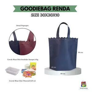 (ISI 12PCS) Tas Goodie bag Souvenir Handle Renda 30x30x11 Belanja