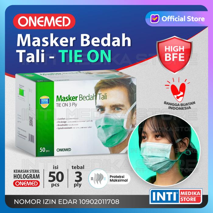 Gambar ONEMED - Masker Tie On 3 Ply | Masker Bedah Tali | Masker Tali 3 Ply Hijau - Tie On 3 Ply dari INTI MEDIKA STORE Kota Bandung Tokopedia