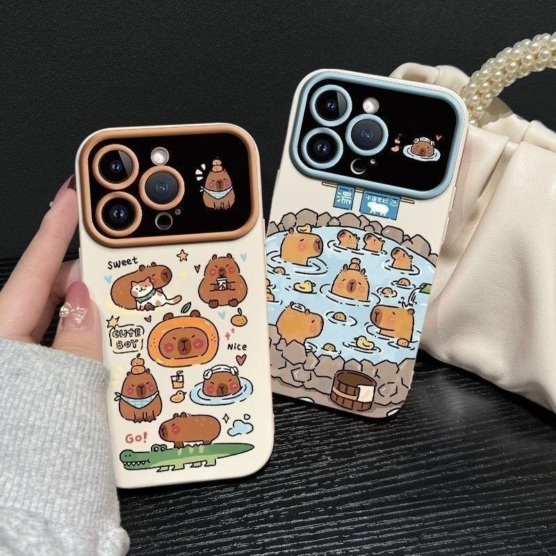 Dễ Thương Suối Nóng Capybara Trường Hợp Điện Thoại Cho iPhone 17 16 15 14 13 12…
